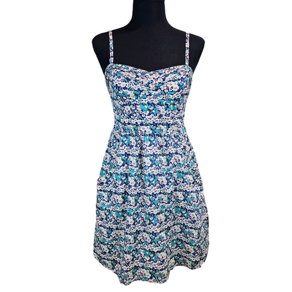 American Eagle Womens Y2K Floral Fit & Flare Mini Dress 4 Vintage Summer 2000s - Picture 2 of 11